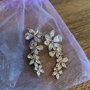 Boutique wedding rhinestone statement drop earrings